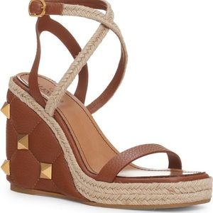 New Valentino Roman Stud Quilted Wedge Espadrille Sandal (Women)